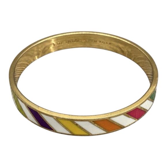 Kate Spade New York Gold Multicolor Striped Bangle Bracelet 1742 - Picture 2 of 6